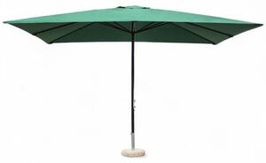Prostoktny parasol ogrodowy 3x4 z czarnego metalu z zielonym, wiatroszczelnym pokrowcem z poliestru