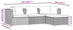 Zestaw Mebli Ogrodowych Komplet Wypoczynkowy Z Poduszkami 4-Częściowy Szary Rattan Na Taras Balkon Ogród