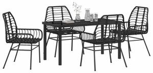 Zestaw Mebli Ogrodowych Komplet Jadalniany 5-Częściowy Czarny Rattan Do Restauracji