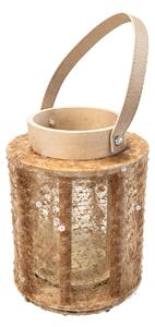 Latarnia z cekinami NATUR GLAM 21 cm, naturalna