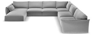 Jasnoszary aksamitny narożnik (prawostronny/w kształcie litery U) Vanda – Mazzini Sofas