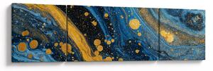 Obraz - Niebieska abstrakcja ze złotem (170x50 cm)