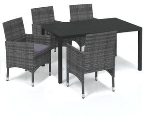 Zestaw Mebli Ogrodowych Komplet Jadalniany Z Poduszkami 5-Częściowy Szary Rattan Na Taras Balkon Ogród