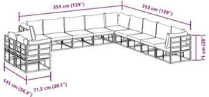 Zestaw Mebli Ogrodowych Komplet Wypoczynkowy Z Poduszkami 11-Częściowy Czarny Aluminium Na Taras Balkon Ogród