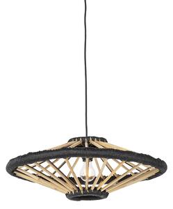 Orientalna lampa wisząca bambusowa z czarnym 60 cm - Evalin Oswietlenie wewnetrzne
