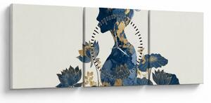 Obraz - Marmurowy profil kobiety (z zegarem) (90x30 cm)