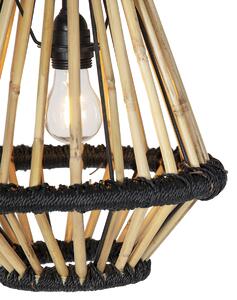 Orientalna lampa wisząca bambusowa z czarnym 32 cm - Evalin Oswietlenie wewnetrzne