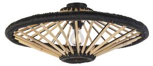 Orientalna lampa sufitowa bambusowa z czarnym 60 cm - Evalin Oswietlenie wewnetrzne
