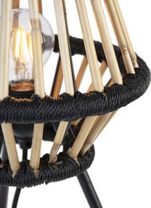 Wiejska lampa stołowa statyw bambusowa z czarnym - Evalin Oswietlenie wewnetrzne