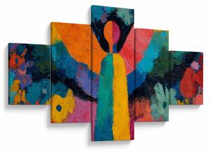 Obraz - Abstrakcyjny anioł z kwiatami (125x70 cm)