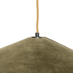 Retro lampa wisząca welur zielona wiklina 60cm - Frills Can Oswietlenie wewnetrzne