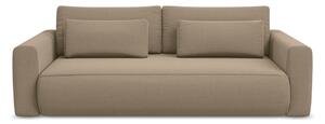 Jasnobrązowa aksamitna rozkładana/ze schowkiem sofa 238 cm Kapua – Makamii