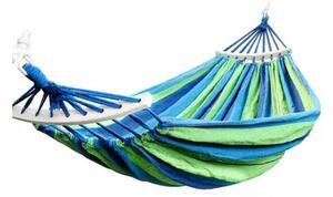 Niebiesko-zielony hamak z poduszką HAMAK dla 2 osób 260x150 cm