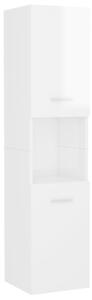 Szafka łazienkowa, biała, wysoki połysk, 30x30x130 cm, płyta