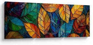 Obraz - Mozaika z liści (z zegarem) (90x30 cm)