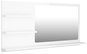 Lustro łazienkowe, wysoki połysk, białe, 90x10,5x45 cm, płyta