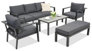 Meble ogrodowe aluminiowe Sydney Coffee 5 z ławką Garden Point antracyt