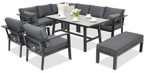 Meble ogrodowe aluminiowe Sydney Comida 7 z ławką Garden Point antracyt