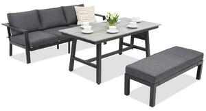 Meble ogrodowe aluminiowe Sydney Apetito Comfort 3 z ławką Garden Point antracyt