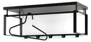 Czarny metalowy wieszak ścienny z półką 70 cm Rex – Spinder Design