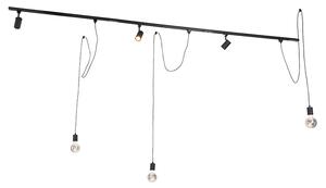 Nowoczesny system szynowy z 3 reflektorami i 3 lampami wiszącymi czarny 1-fazowy - Iconic Cavalux Jeana