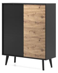 Wysoka komoda WILLOW KD104 do nowoczesnego salonu czarny/dąb artisan