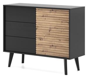 Komoda dwudrzwiowa WILLOW KSZ-104 czarna/dąb artisan