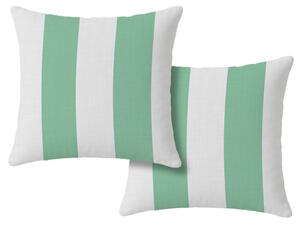 Zestaw 2 sztuk dekoracyjnych poszewek na poduszki STRIPES 45x45 cm, biało-zielona