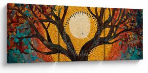 Obraz - Słońce w koronie drzewa życia (z zegarem) (90x30 cm)