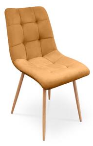 Wygodne krzesło tapicerowane Ben - miodowy / noga dąb