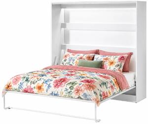 Bialy poziomy tapczan z półką 160x200 C6-L14