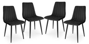 Zestaw 4 krzeseł tapicerowanych TUX czarny / noga czarna