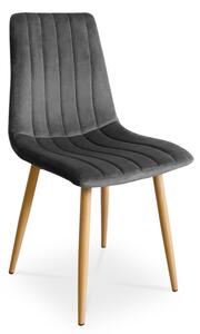Nowoczesne krzesło tapicerowane TUX szary / noga dąb