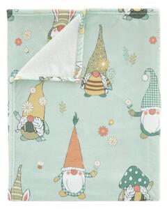 Jasnozielony koc z wielkanocnym motywem z mikropluszu 130x170 cm Spring Gonks – Catherine Lansfield