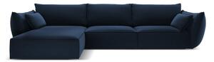 Ciemnoniebieski aksamitny narożnik (lewostronny/z szezlongiem) Vanda – Mazzini Sofas