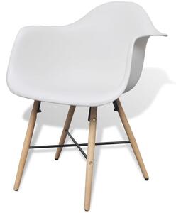Krzesła stołowe, 4 szt., białe, plastik i drewno bukowe
