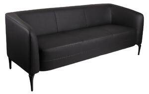 Trzyosobowa Sofa Cosmo Black 3, skórzana, do lobby, do biura, do recepcji, skórzana