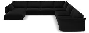 Czarny aksamitny narożnik (prawostronny/w kształcie litery U) Vanda – Mazzini Sofas