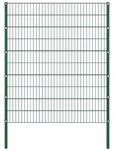Panel ogrodzeniowy ze słupkami, żelazny, 15,3 x 2 m, zielony
