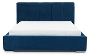 Tapicerowane łóżko sypialniane Adalio - granatowy welur hydrofobowy Salvador 5 Agmamito, 160x200