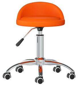 Obrotowe krzesło biurowe, pomarańczowe, obite sztuczną skórą