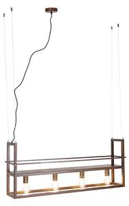 Industrialna lampa wisząca rdzawo-brązowa z półką 4-światłowa - Cage Rack