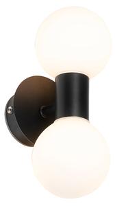 Nowoczesna lampa ścienna czarna IP44 2-światłowa - Cederic