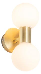 Nowoczesna lampa ścienna złota IP44 2-światłowa - Cederic
