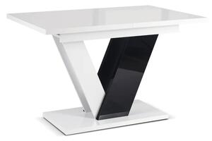 Stół Prostokątny Rozkładany CLARK 120-160 cm Czarny/Biały Połysk Glamour