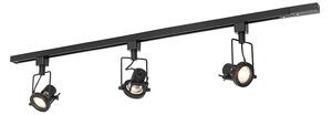Nowoczesny system szynowy z 3 reflektorami czarny 1-fazowy - Iconic Suplux