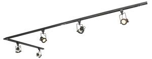 Nowoczesny system szynowy z 5 reflektorami czarny 1-fazowy - Iconic Suplux