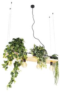 Inteligentna lampa wisząca czarna z drewnem 4-światłowa w tym Wifi G95 - Shelf