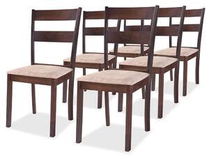 Krzesła stołowe, 6 szt., brązowe, lite drewno kauczukowe