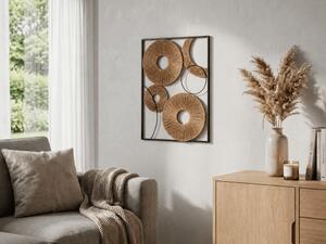 Dekoracja ścienna CIRCLES metalowa 48x68 cm, czarna / brązowa